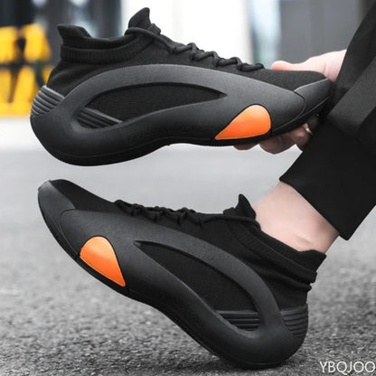 Spring and Autumn New Elastic Socks Men's Shoes Mid Top Breathable Thick Bottom Casual Large Size Men's Designer Shoes - ZOOMNSTORE