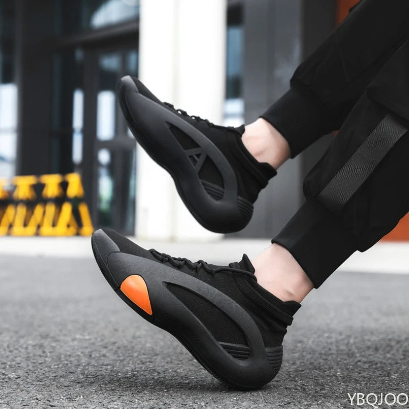 Spring and Autumn New Elastic Socks Men's Shoes Mid Top Breathable Thick Bottom Casual Large Size Men's Designer Shoes - ZOOMNSTORE