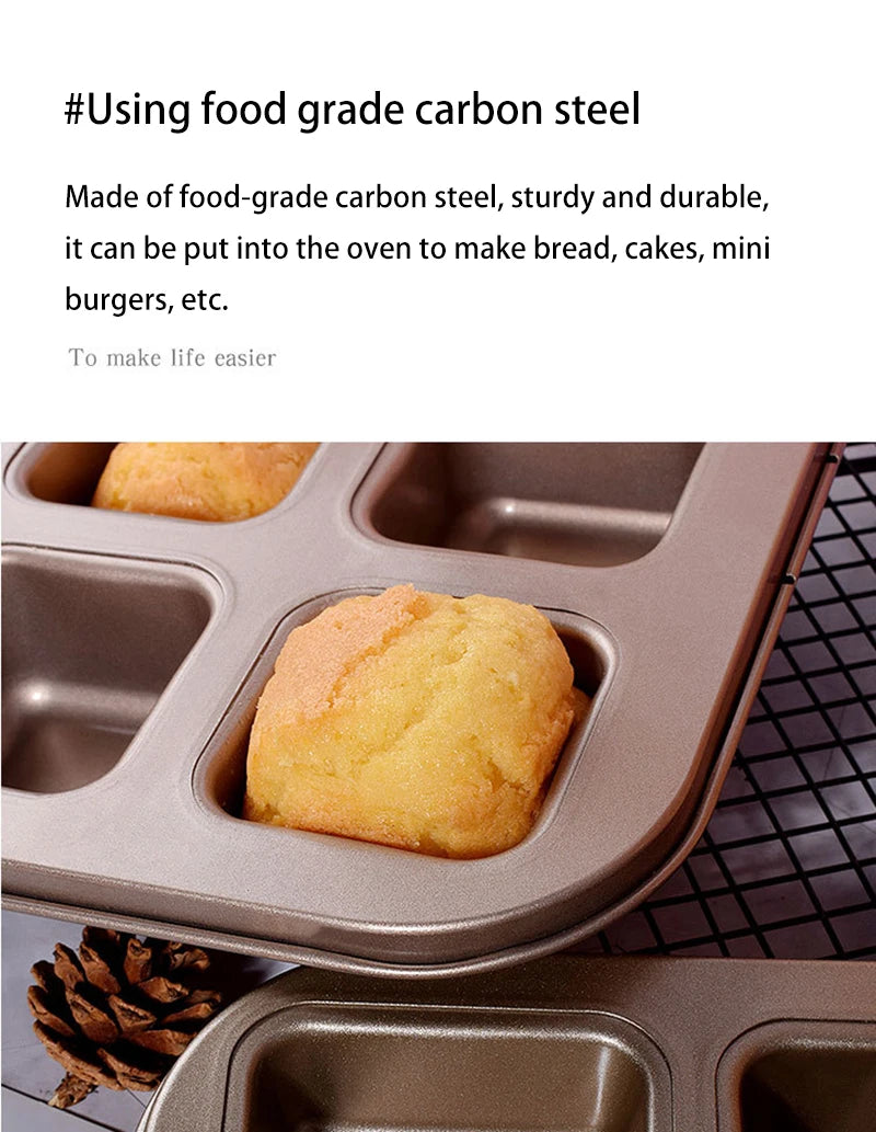 Square Cake Mold - 12 Grid Baking Pan Non-Stick Mini Bread Pan Oven Safe Tray - ZOOMNSTORE