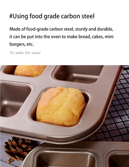 Square Cake Mold - 12 Grid Baking Pan Non-Stick Mini Bread Pan Oven Safe Tray - ZOOMNSTORE