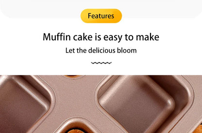 Square Cake Mold - 12 Grid Baking Pan Non-Stick Mini Bread Pan Oven Safe Tray - ZOOMNSTORE