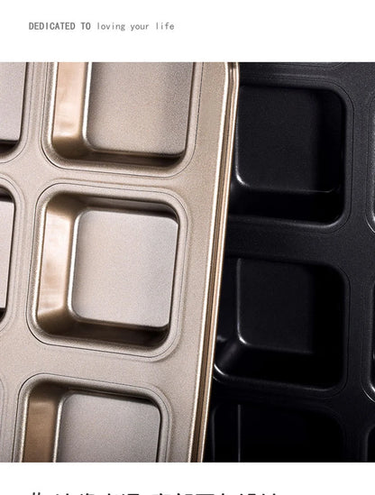 Square Cake Mold - 12 Grid Baking Pan Non-Stick Mini Bread Pan Oven Safe Tray - ZOOMNSTORE