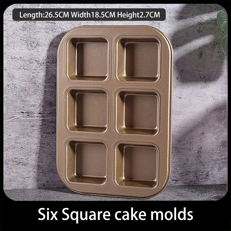 Square Cake Mold - 12 Grid Baking Pan Non-Stick Mini Bread Pan Oven Safe Tray - ZOOMNSTORE