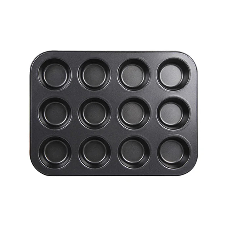 Square Cupcake Pan - 12 Cup Muffin Baking Tray Non Stick Carbon Steel Bakeware - ZOOMNSTORE