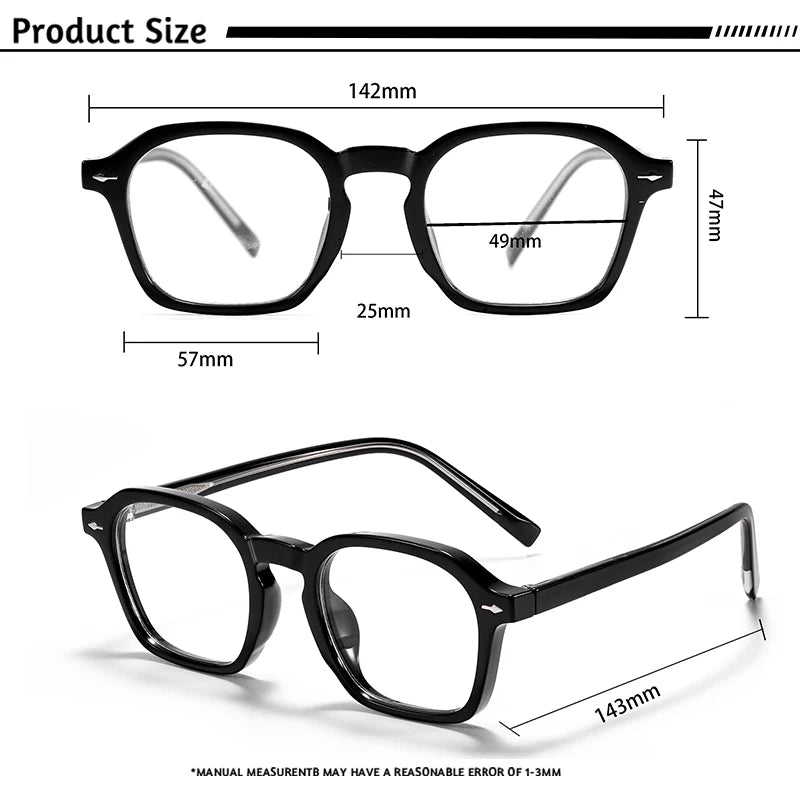 Square Eyeglass Frame - Retro Unisex Optical Glasses With Blue Light Blocking Lenses - ZOOMNSTORE