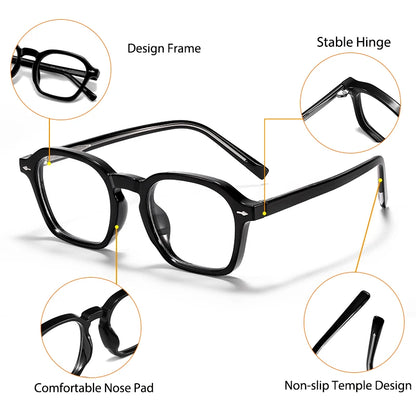 Square Eyeglass Frame - Retro Unisex Optical Glasses With Blue Light Blocking Lenses - ZOOMNSTORE
