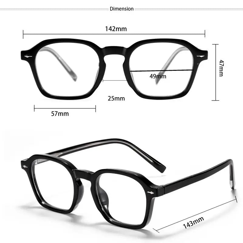 Square Eyeglass Frame - Retro Unisex Optical Glasses With Blue Light Blocking Lenses - ZOOMNSTORE