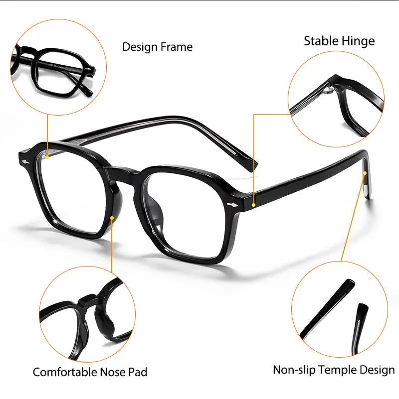 Square Eyeglass Frame - Retro Unisex Optical Glasses With Blue Light Blocking Lenses - ZOOMNSTORE
