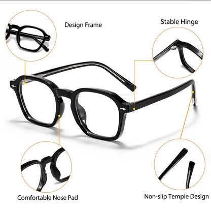 Square Eyeglass Frame - Retro Unisex Optical Glasses With Blue Light Blocking Lenses - ZOOMNSTORE