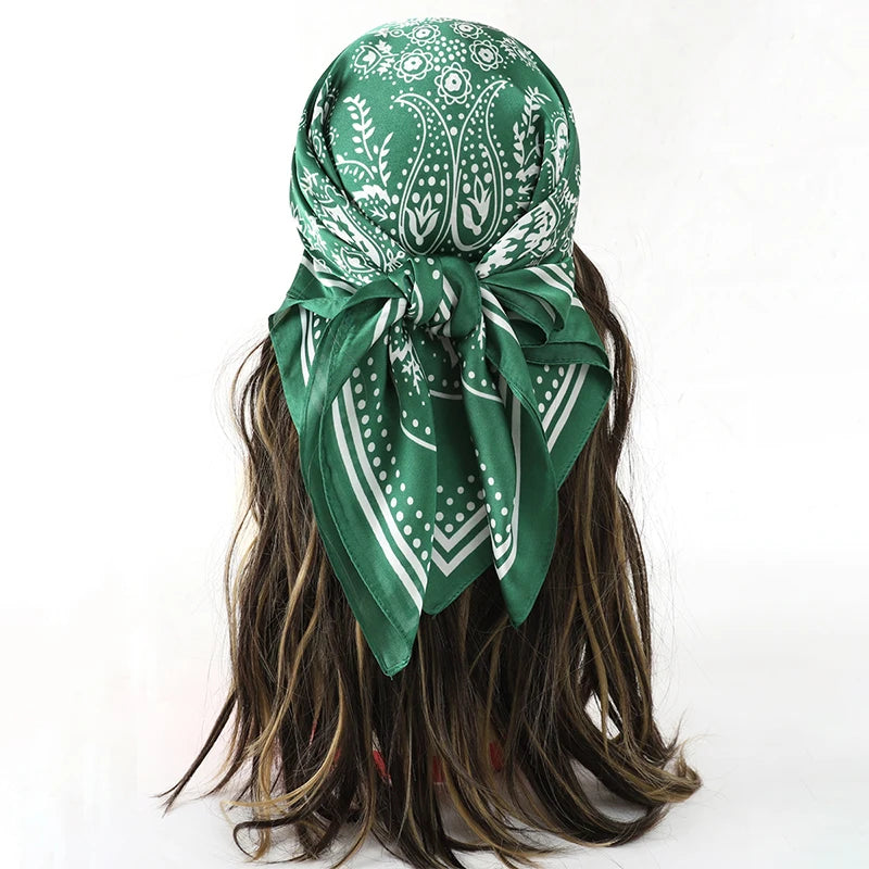 Bohemian Floral Silk Scarf - Tropical Leaf Head Wrap and Bandana - ZOOMNSTORE