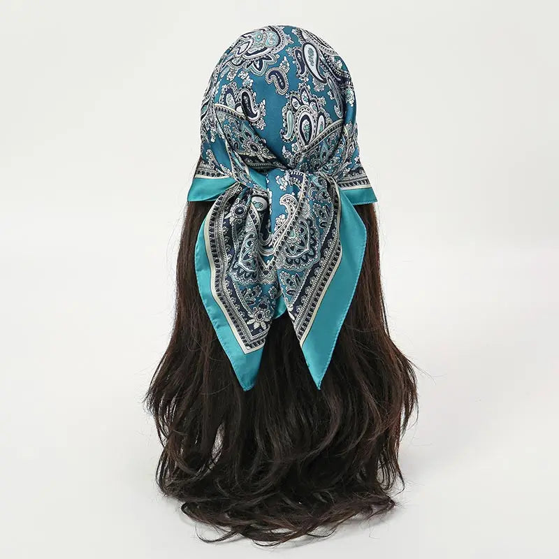 Bohemian Floral Silk Scarf - Tropical Leaf Head Wrap and Bandana - ZOOMNSTORE