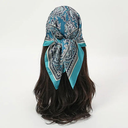 Bohemian Floral Silk Scarf - Tropical Leaf Head Wrap and Bandana - ZOOMNSTORE