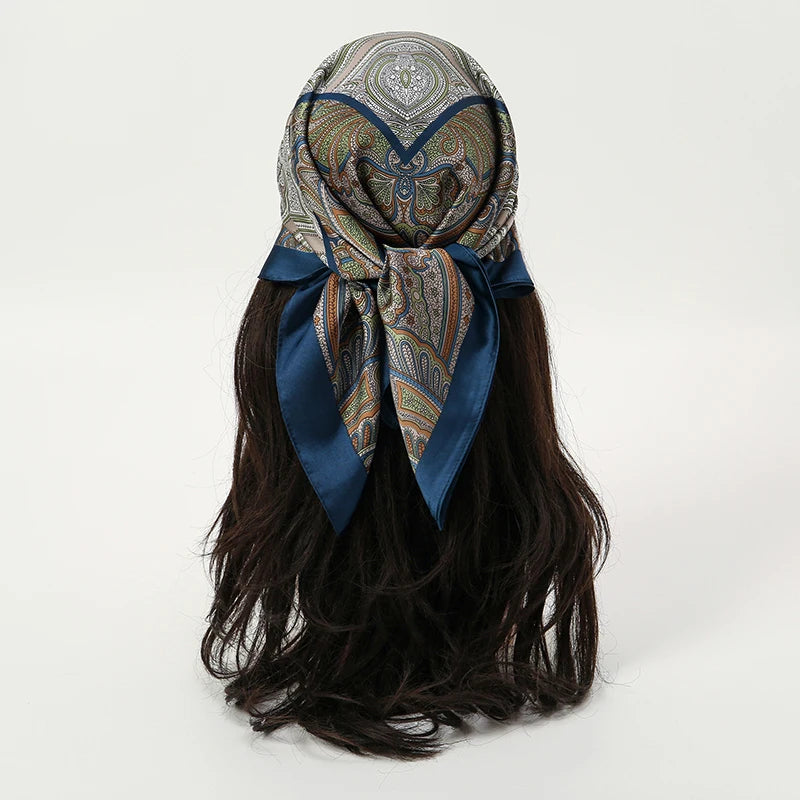 Bohemian Floral Silk Scarf - Tropical Leaf Head Wrap and Bandana - ZOOMNSTORE