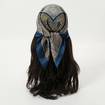 Bohemian Floral Silk Scarf - Tropical Leaf Head Wrap and Bandana - ZOOMNSTORE