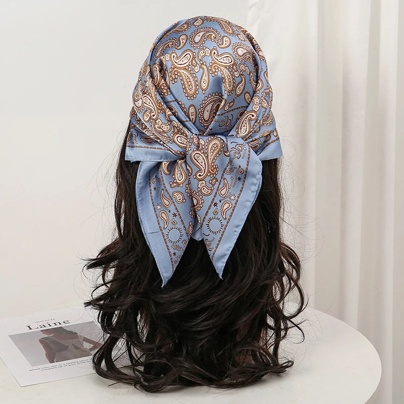 Bohemian Floral Silk Scarf - Tropical Leaf Head Wrap and Bandana - ZOOMNSTORE