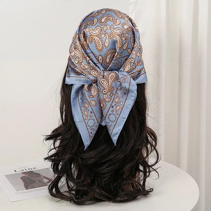 Bohemian Floral Silk Scarf - Tropical Leaf Head Wrap and Bandana - ZOOMNSTORE