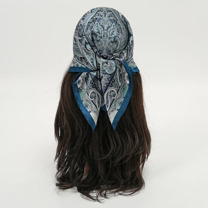 Bohemian Floral Silk Scarf - Tropical Leaf Head Wrap and Bandana - ZOOMNSTORE