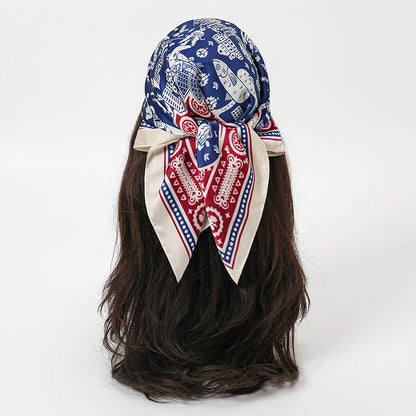 Bohemian Floral Silk Scarf - Tropical Leaf Head Wrap and Bandana - ZOOMNSTORE