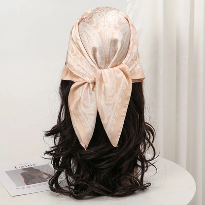 Bohemian Floral Silk Scarf - Tropical Leaf Head Wrap and Bandana - ZOOMNSTORE