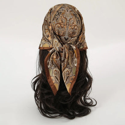 Bohemian Floral Silk Scarf - Tropical Leaf Head Wrap and Bandana - ZOOMNSTORE