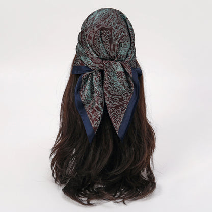 Bohemian Floral Silk Scarf - Tropical Leaf Head Wrap and Bandana - ZOOMNSTORE