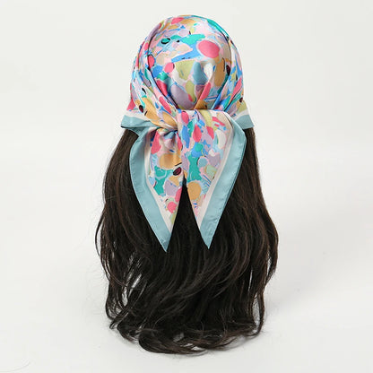 Bohemian Floral Silk Scarf - Tropical Leaf Head Wrap and Bandana - ZOOMNSTORE