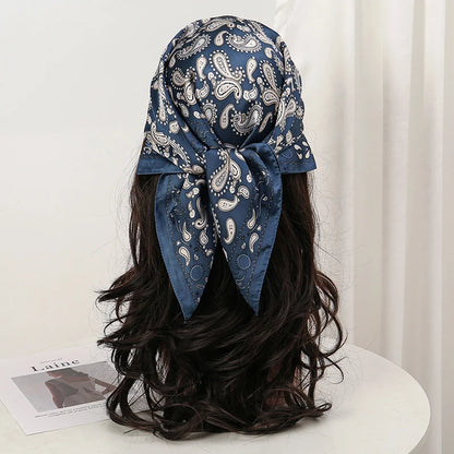 Bohemian Floral Silk Scarf - Tropical Leaf Head Wrap and Bandana - ZOOMNSTORE