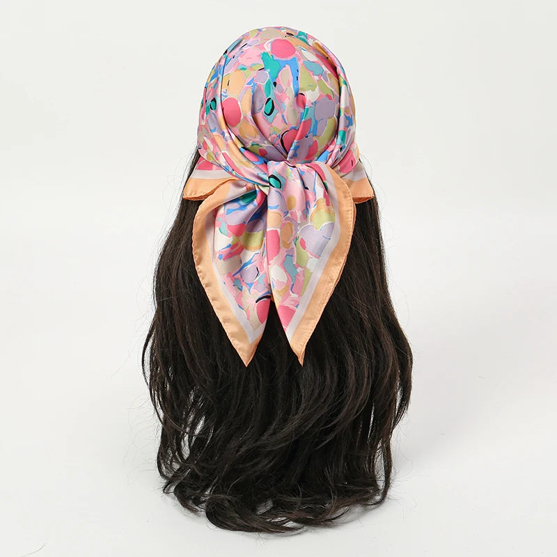 Bohemian Floral Silk Scarf - Tropical Leaf Head Wrap and Bandana - ZOOMNSTORE