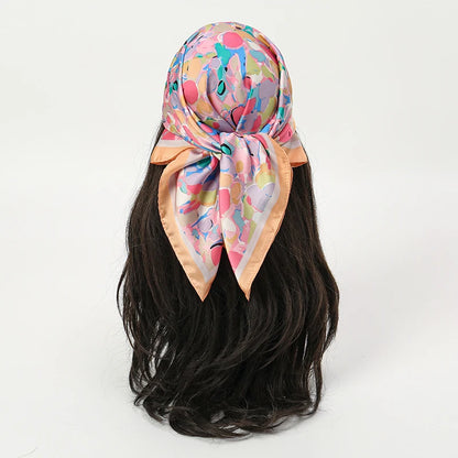 Bohemian Floral Silk Scarf - Tropical Leaf Head Wrap and Bandana - ZOOMNSTORE