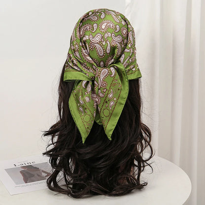 Bohemian Floral Silk Scarf - Tropical Leaf Head Wrap and Bandana - ZOOMNSTORE