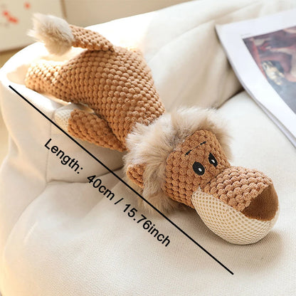 Squeaky Plush Dog Toy - Bite-Resistant Lion Wolf  Elephant for Small  Medium Dogs - ZOOMNSTORE