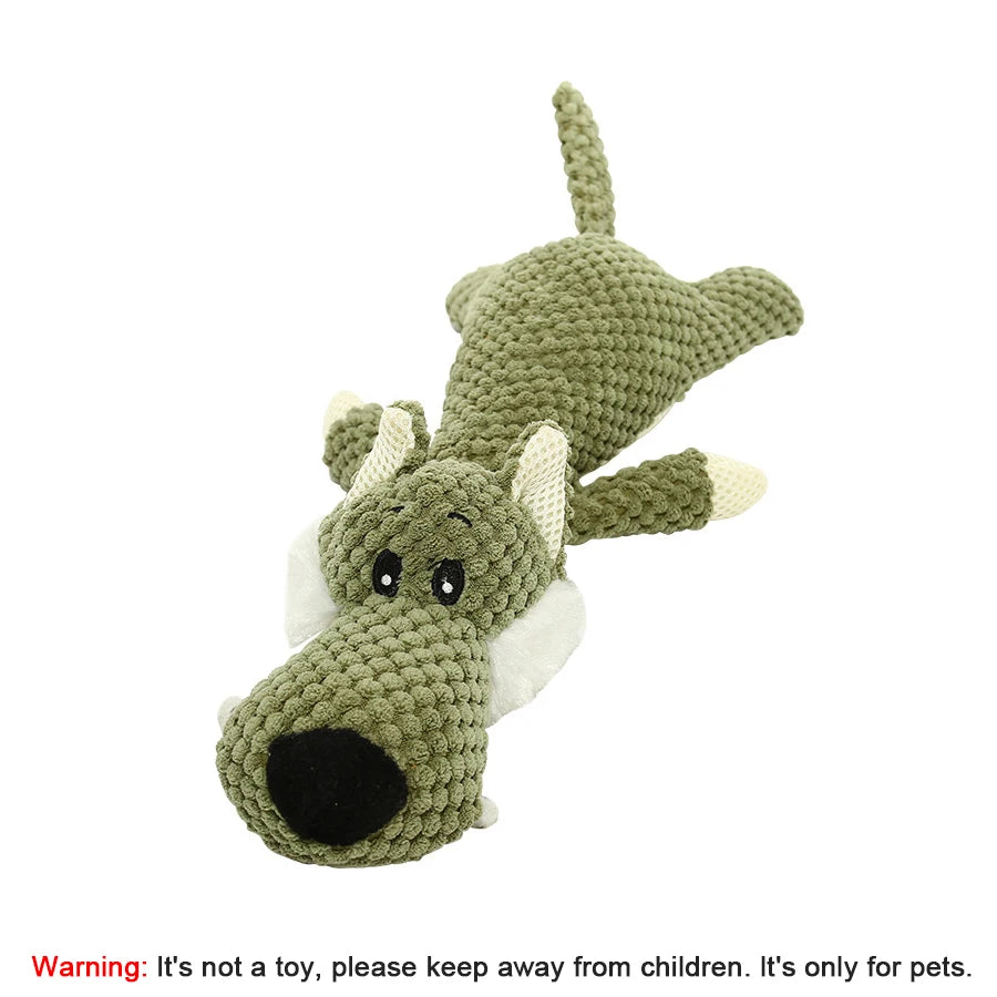 Squeaky Plush Dog Toy - Bite-Resistant Lion Wolf  Elephant for Small  Medium Dogs - ZOOMNSTORE