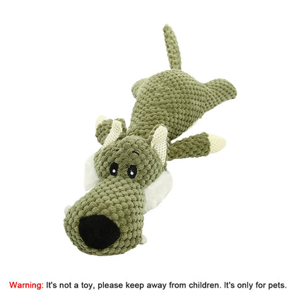 Squeaky Plush Dog Toy - Bite-Resistant Lion Wolf  Elephant for Small  Medium Dogs - ZOOMNSTORE