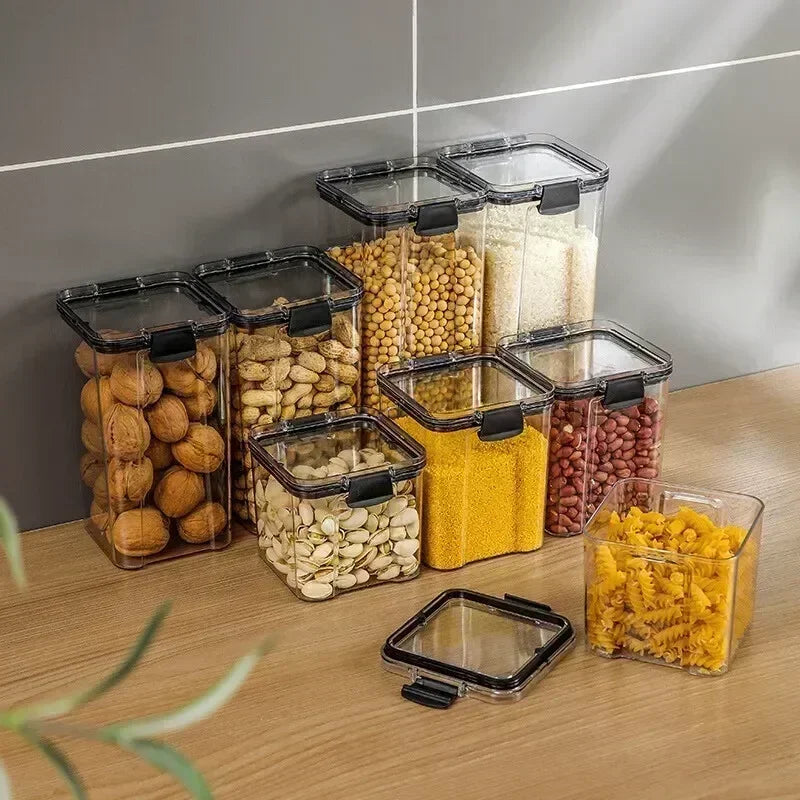 460-1800ml Sets Kitchen Stackable Sealed Jar Plastic Food Storage Box Multigrain Tank Bottle Dried Fruit Tea Storage Containers - ZOOMNSTORE