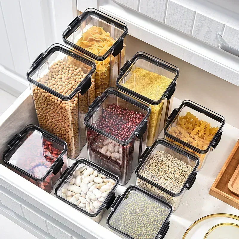 460-1800ml Sets Kitchen Stackable Sealed Jar Plastic Food Storage Box Multigrain Tank Bottle Dried Fruit Tea Storage Containers - ZOOMNSTORE
