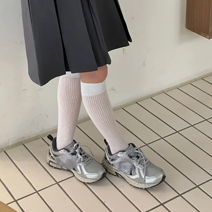 Korean Vertical Striped Long Tube Socks - Versatile SpringSummer Stacked Socks - ZOOMNSTORE