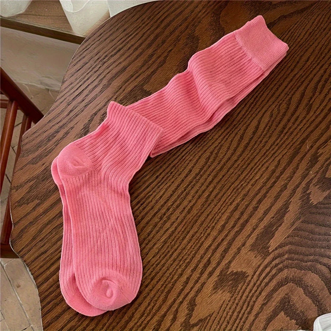 Korean Vertical Striped Long Tube Socks - Versatile SpringSummer Stacked Socks - ZOOMNSTORE