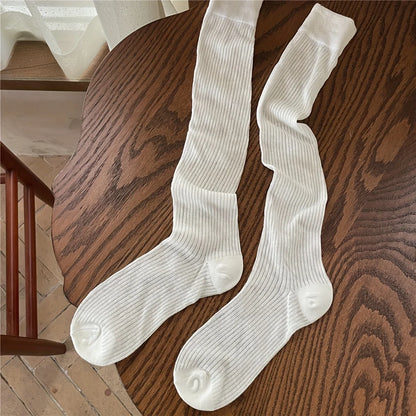 Korean Vertical Striped Long Tube Socks - Versatile SpringSummer Stacked Socks - ZOOMNSTORE