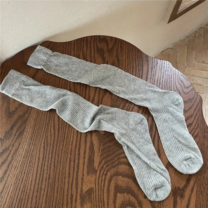 Korean Vertical Striped Long Tube Socks - Versatile SpringSummer Stacked Socks - ZOOMNSTORE