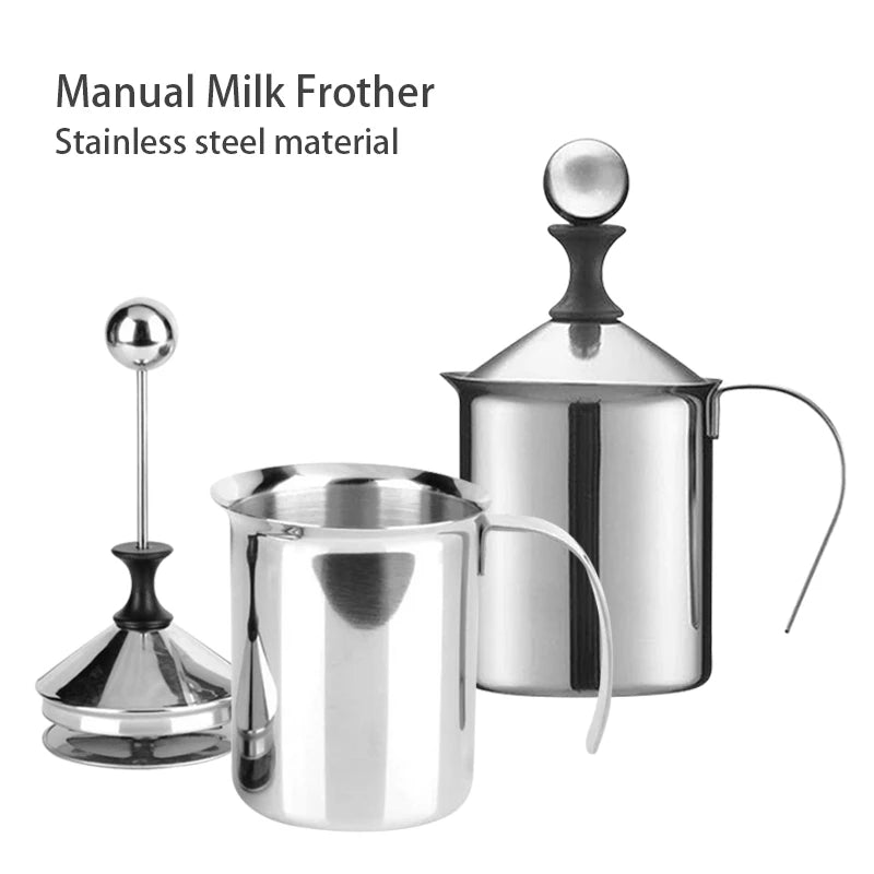 Stainless Milk Frother - 400ML Double Mesh Creamer With Heat Resistant Handle - ZOOMNSTORE