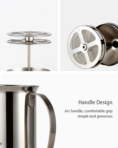 Stainless Milk Frother - 400ML Double Mesh Creamer With Heat Resistant Handle - ZOOMNSTORE