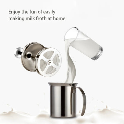 Stainless Milk Frother - 400ML Double Mesh Creamer With Heat Resistant Handle - ZOOMNSTORE
