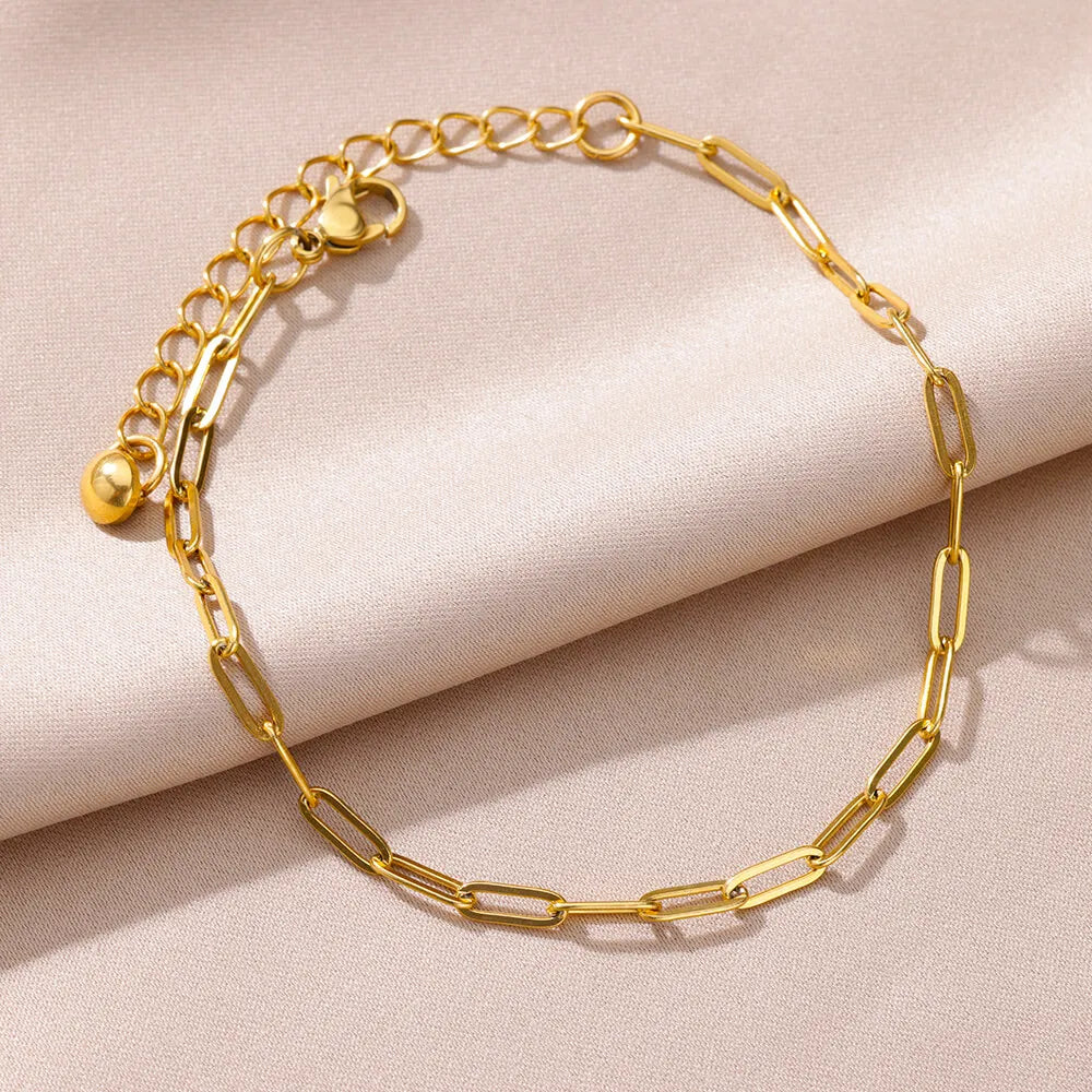 Stainless Steel Imitation Pearl Anklet - Gold Color Beach Accessories for Women - ZOOMNSTORE