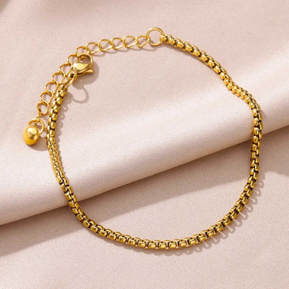 Stainless Steel Imitation Pearl Anklet - Gold Color Beach Accessories for Women - ZOOMNSTORE
