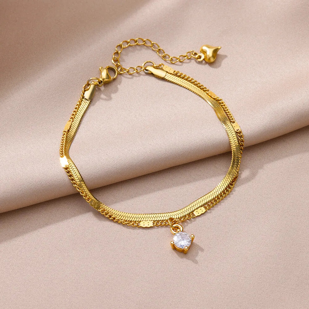 Stainless Steel Imitation Pearl Anklet - Gold Color Beach Accessories for Women - ZOOMNSTORE