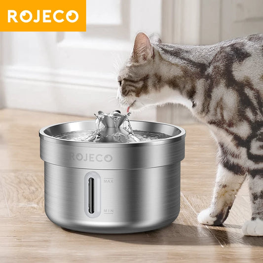 Stainless Steel Automatic Pet Water Fountain - Smart Dog  Cat Dispenser - ZOOMNSTORE