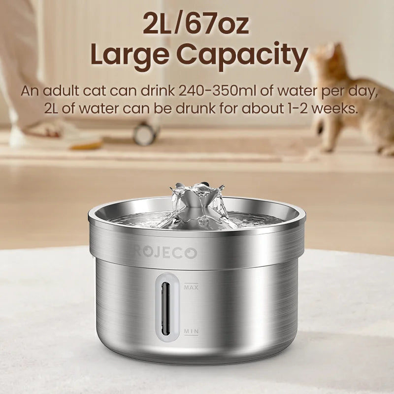 Stainless Steel Automatic Pet Water Fountain - Smart Dog  Cat Dispenser - ZOOMNSTORE