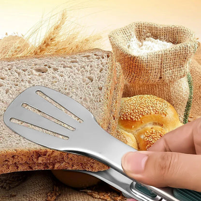 Stainless Steel BBQ Tongs - Non-Slip Silicone Handle Food Clip for Meat Salad and Baking - ZOOMNSTORE