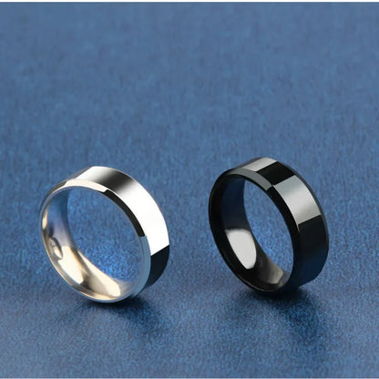 Charm Jewelry Ring for Men Women Stainless Steel Black Rings Wedding Engagement Band Quality Matte Male Jewelry - ZOOMNSTORE