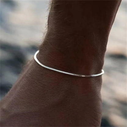 Mens Stainless Steel Square Snake Bone Chain Bracelet - Hip-Hop Jewelry for Trendy Parties - ZOOMNSTORE